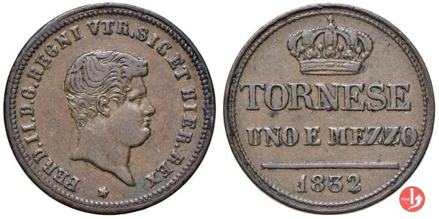 Tornese 1 e 1/2 1832 (Napoli)