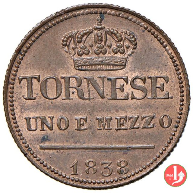 Tornese 1 e 1/2 1838 (Napoli)