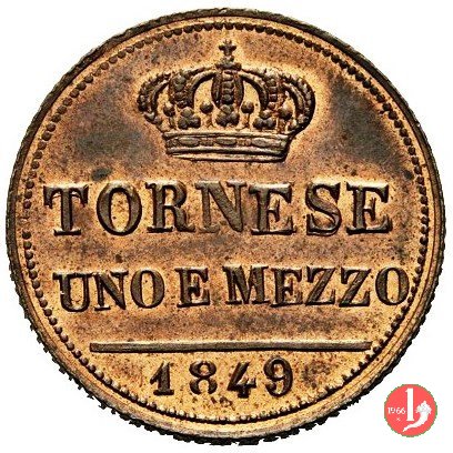 Tornese 1 e 1/2 1849 (Napoli)