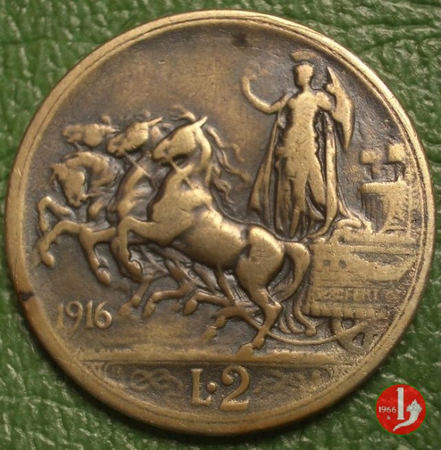 2 lire quadriga briosa 1916