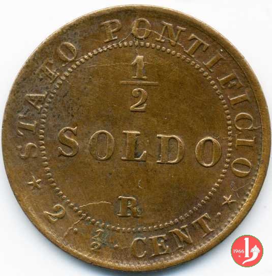 1/2 soldo o 2,5 centesimi 1867 (Roma)