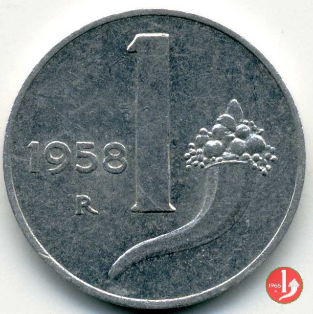 1 lira cornucopia 1958 (Roma)