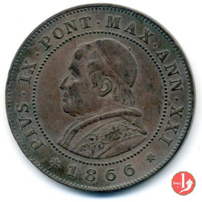 2 soldi o 10 centesimi 1866 (Roma)