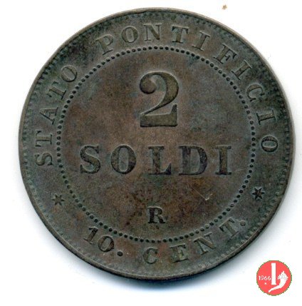 2 soldi o 10 centesimi 1866 (Roma)