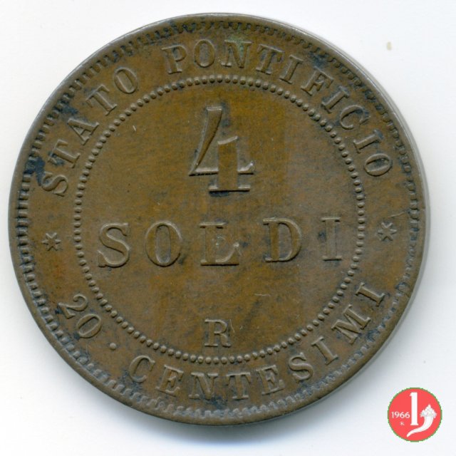 4 soldi o 20 centesimi 1866 (Roma)