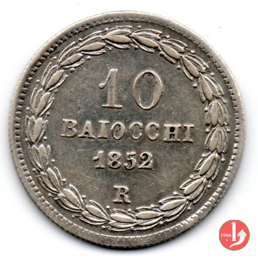 10 baiocchi (Giulio o Paolo) 1852 (Roma)