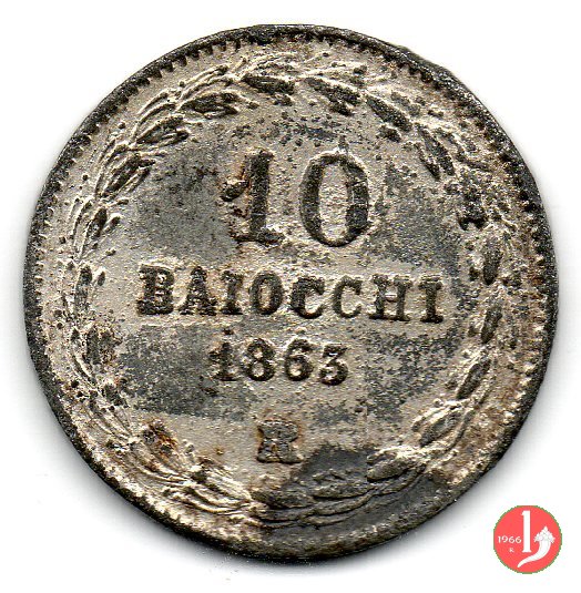 10 baiocchi (Giulio o Paolo) 1863 (Roma)