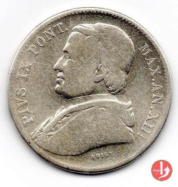 20 baiocchi (Doppio Giulio del 2° tipo) 1859 (Bologna)