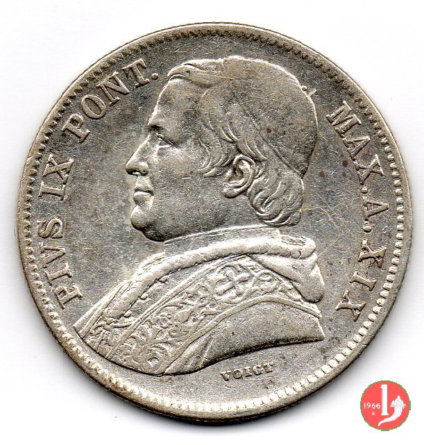 20 baiocchi (Doppio Giulio del 2° tipo) 1865 (Roma)