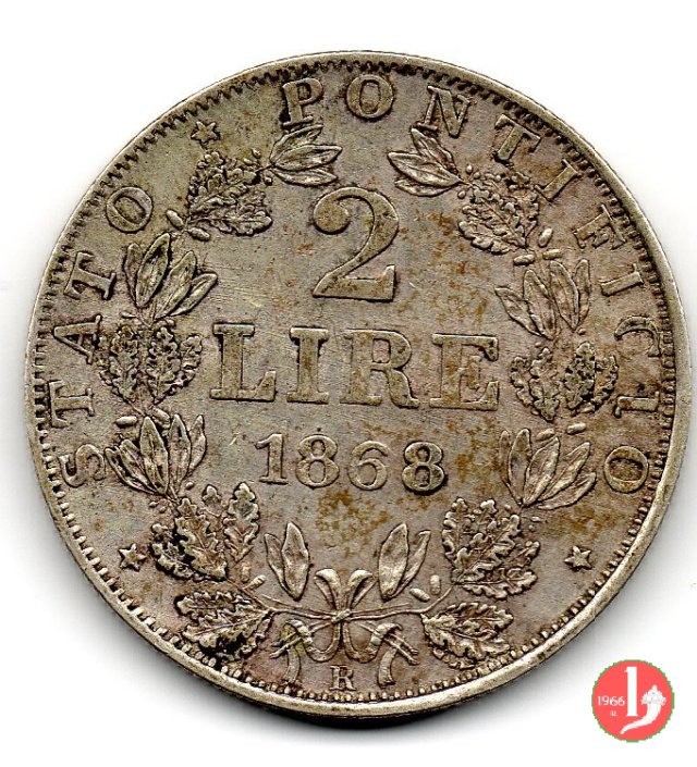 2 lire 1868 (Roma)