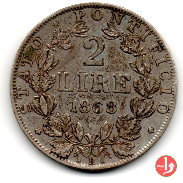 2 lire 1868 (Roma)