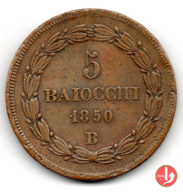 5 baiocchi 1° tipo 1850 (Bologna)