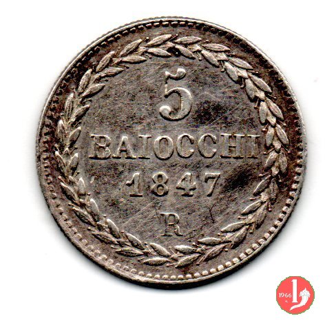 5 baiocchi (Grosso) 1847 (Roma)