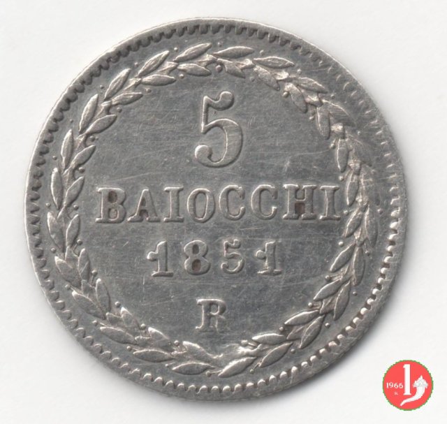 5 baiocchi (Grosso) 1851 (Roma)