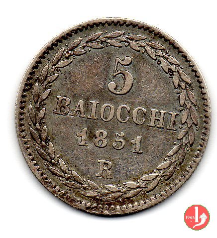 5 baiocchi (Grosso) 1851 (Roma)