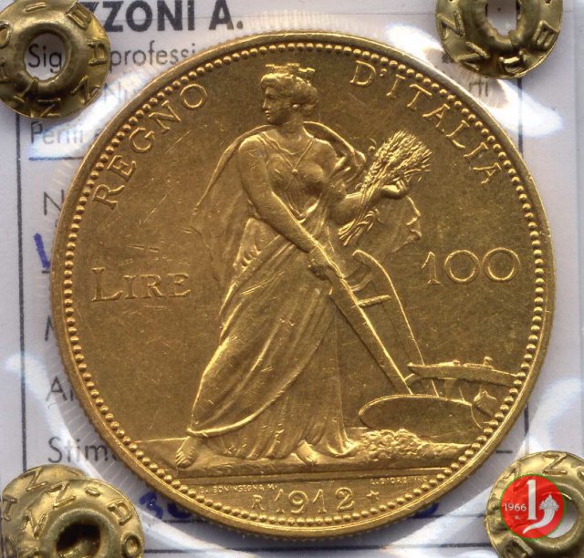 100 lire d'oro aratrice 1912 (Roma)