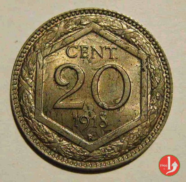 20 centesimi esagono 1918 (Roma)