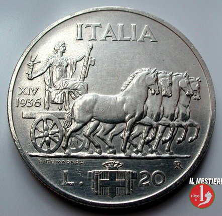 20 lire quadriga lenta 1936 (Roma)