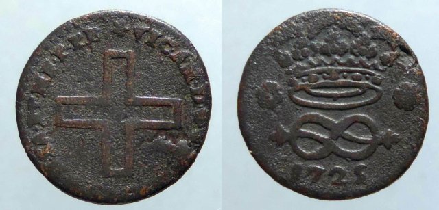 2 denari II tipo 1725 (Torino)