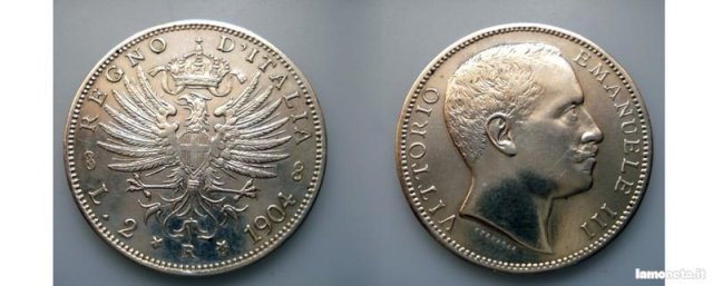 2 lire aquila sabauda 1904 (Roma)