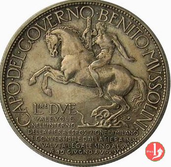 2 lire - esposizione di Milano del 1928 1928 (Johnson)