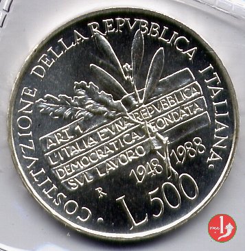 500 lire Costituzione della Repubblica Italiana 1988 (Roma)