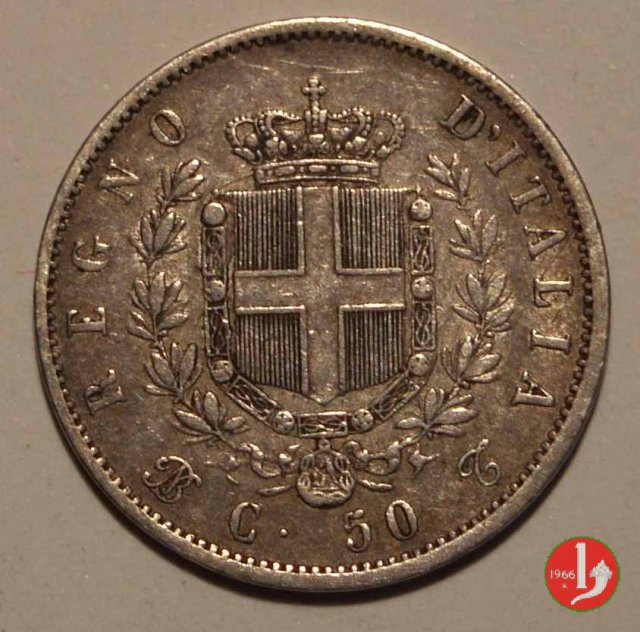 50 centesimi stemma 1862 (Torino)