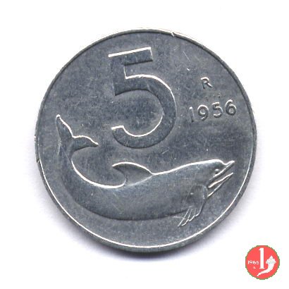 5 lire delfino 1956 (Roma)