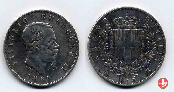 5 lire o scudo 1869 (Milano)