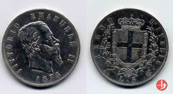 5 lire o scudo 1874 (Milano)