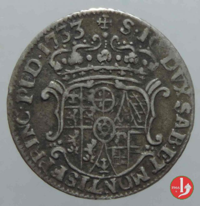 Mezza lira I tipo 1733 (Torino)