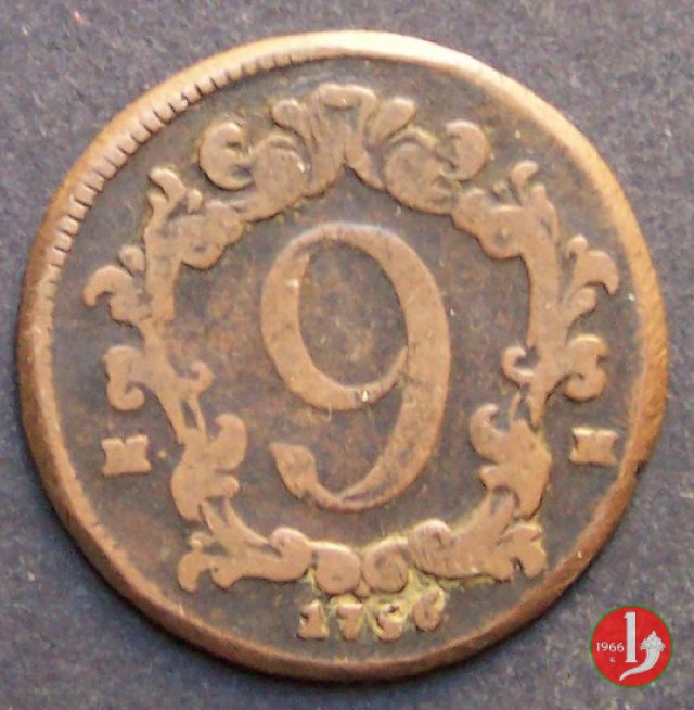 9 Cavalli da 1 e 1/2 Tornesi 1756 (Napoli)