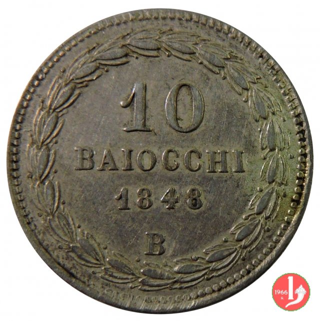 10 baiocchi (Giulio o Paolo) 1848 (Bologna)