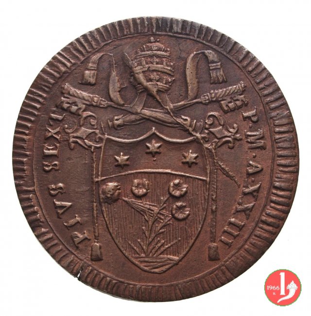2 baiocchi del 2° tipo (A. XXIII) 1797 (Roma)