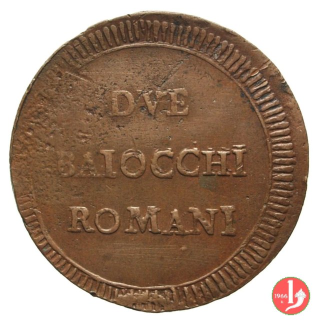 2 baiocchi del 2° tipo (A. XXIII) 1797 (Roma)