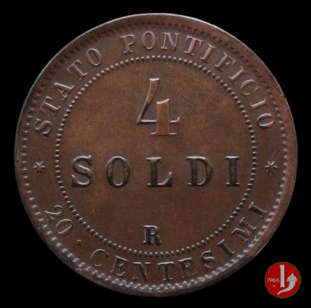 4 soldi o 20 centesimi 1869 (Roma)