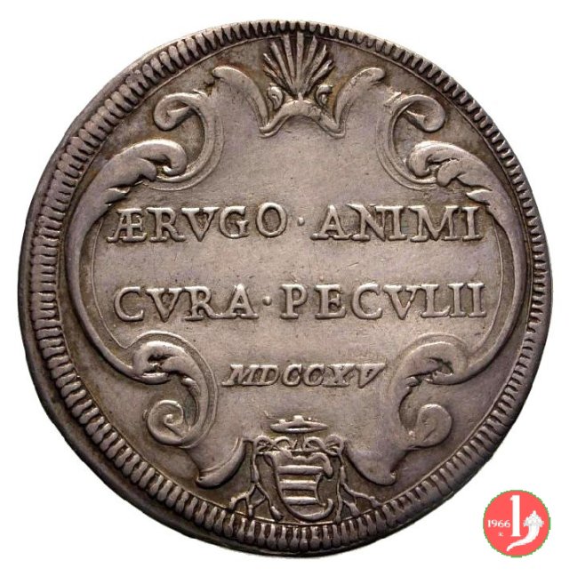 Mezza piastra AERVGO ANIMI CVRA PECVLII 1715 (Roma)