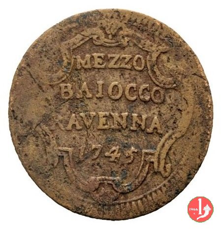 Mezzo baiocco CON ZECCA 1745 (Ravenna)