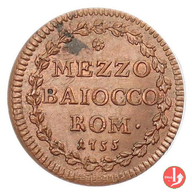 Mezzo baiocco 1755 (Roma)