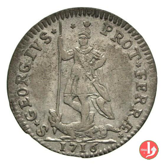 Muraiola da 4 Baiocchi con San Giorgio 1716 (Ferrara)