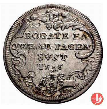 Testone ROGATE EAQVE AD PACEM SVNT 1696 (Roma)