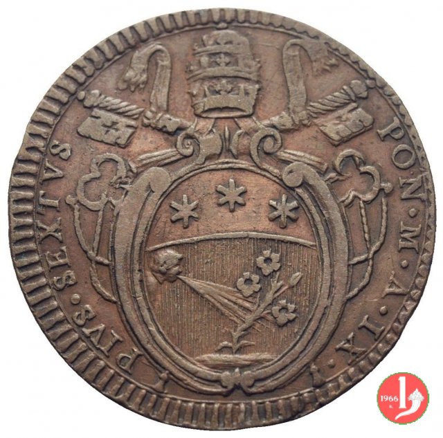 baiocco del 1° tipo (stemma ovale) 1783-1784 (Roma)