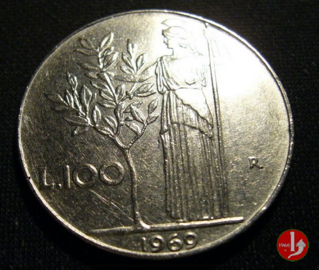 100 lire Minerva 1969 (Roma)