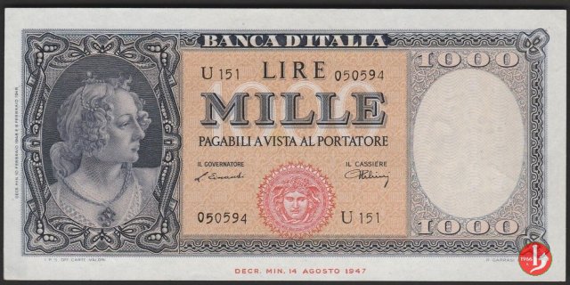 1.000 lire Busto d'Italia 1948