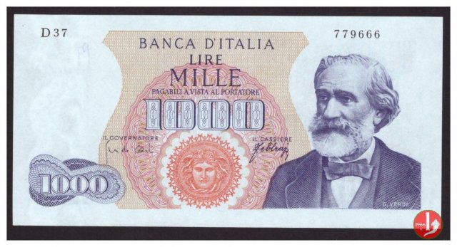 1.000 lire Giuseppe Verdi - Primo tipo 1965
