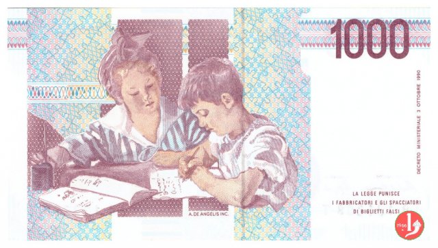 1.000 lire Maria Montessori 1991