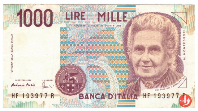 1.000 lire Maria Montessori 1996