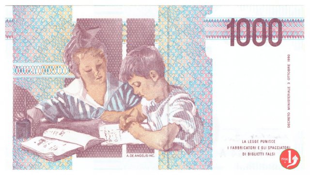 1.000 lire Maria Montessori 1999