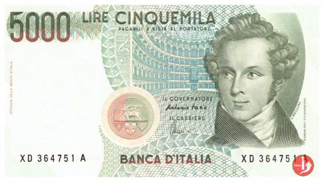 5.000 lire Bellini 2001