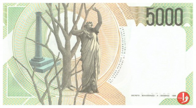 5.000 lire Bellini 2001